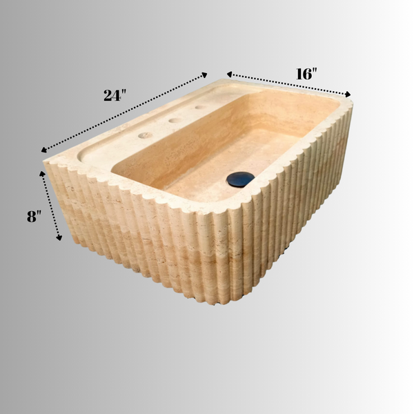 Vintage Travertine Fluted Sink for Stylish Powder Rooms