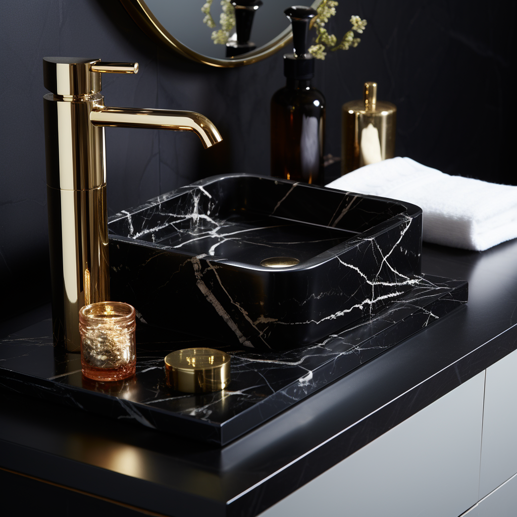 Rectangular Nero Marquina Marble Sink