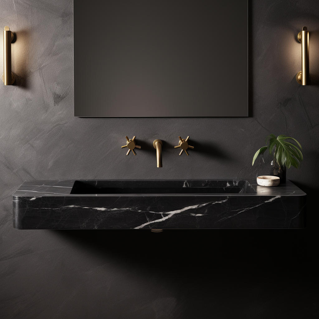 Custom Order- Nero Marquina Marble Wallmounted Sink