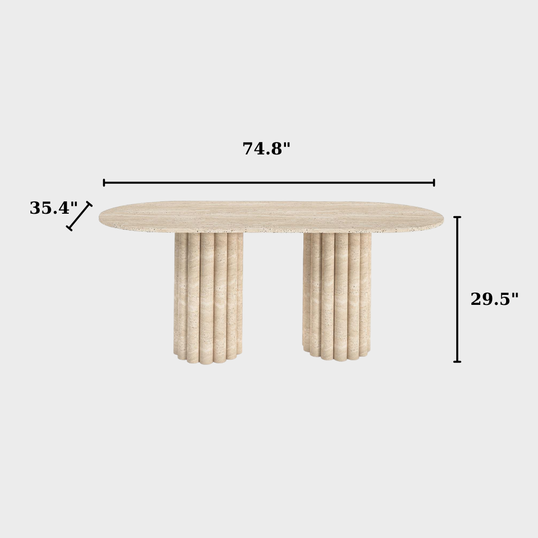 Oval Travertine Dining Table