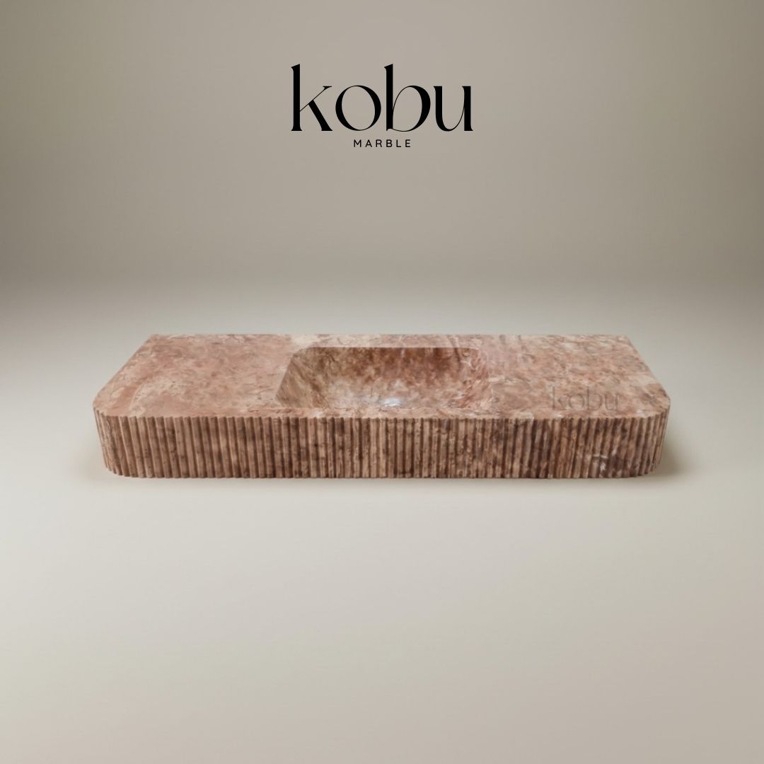 luxury red travertine floating bathroom sink wall mounted