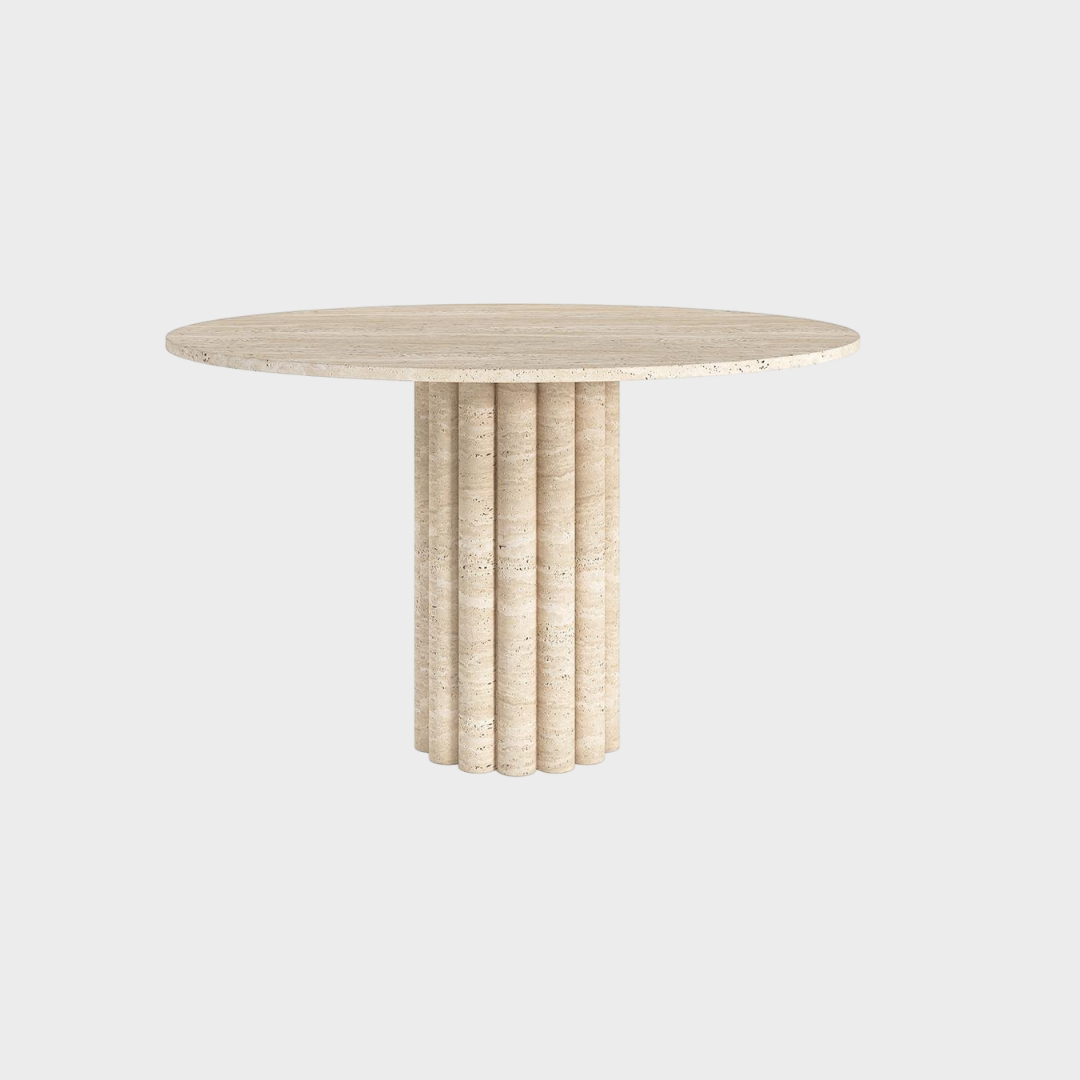 round travertine dining table