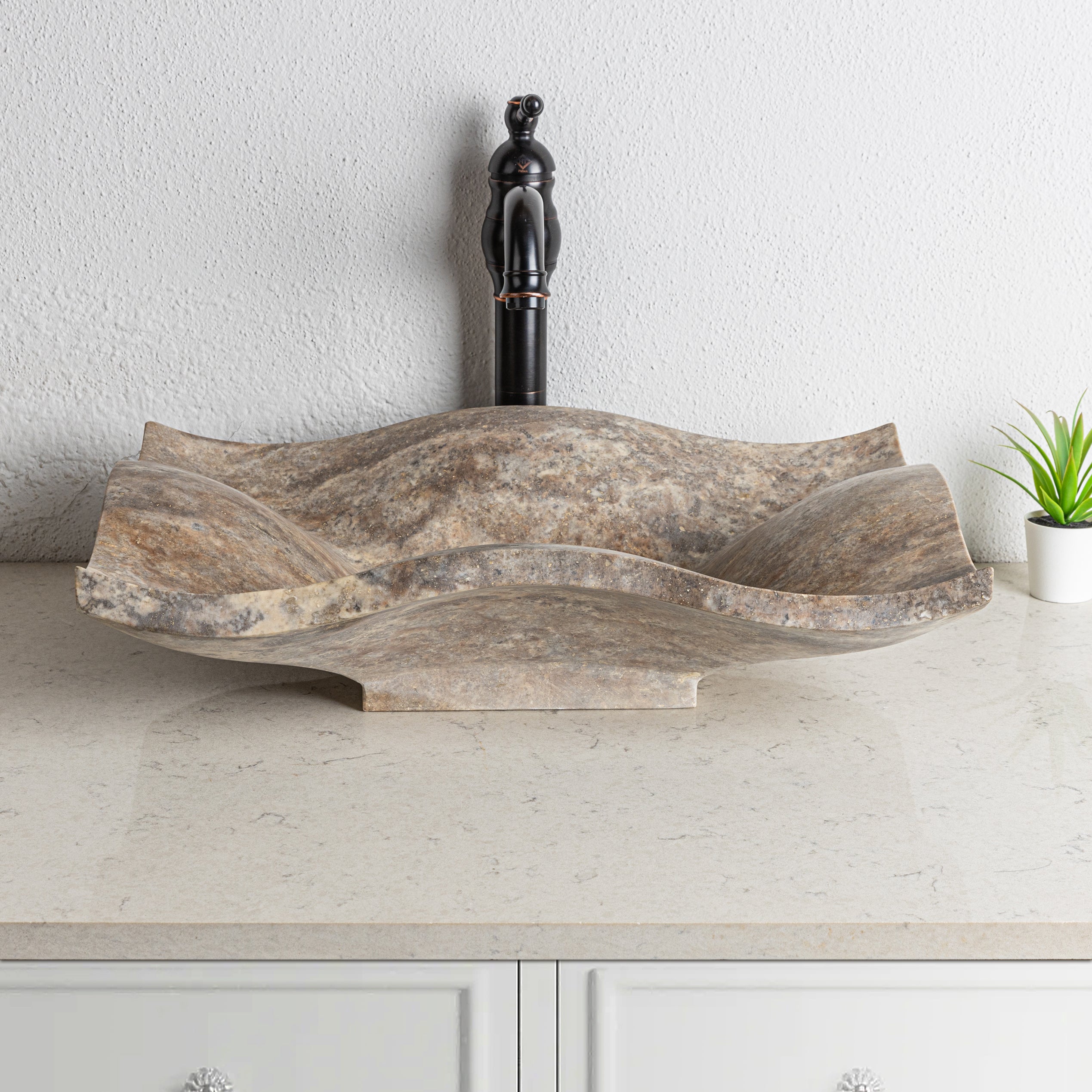 Silver Travertine Rectangular Marble Sink