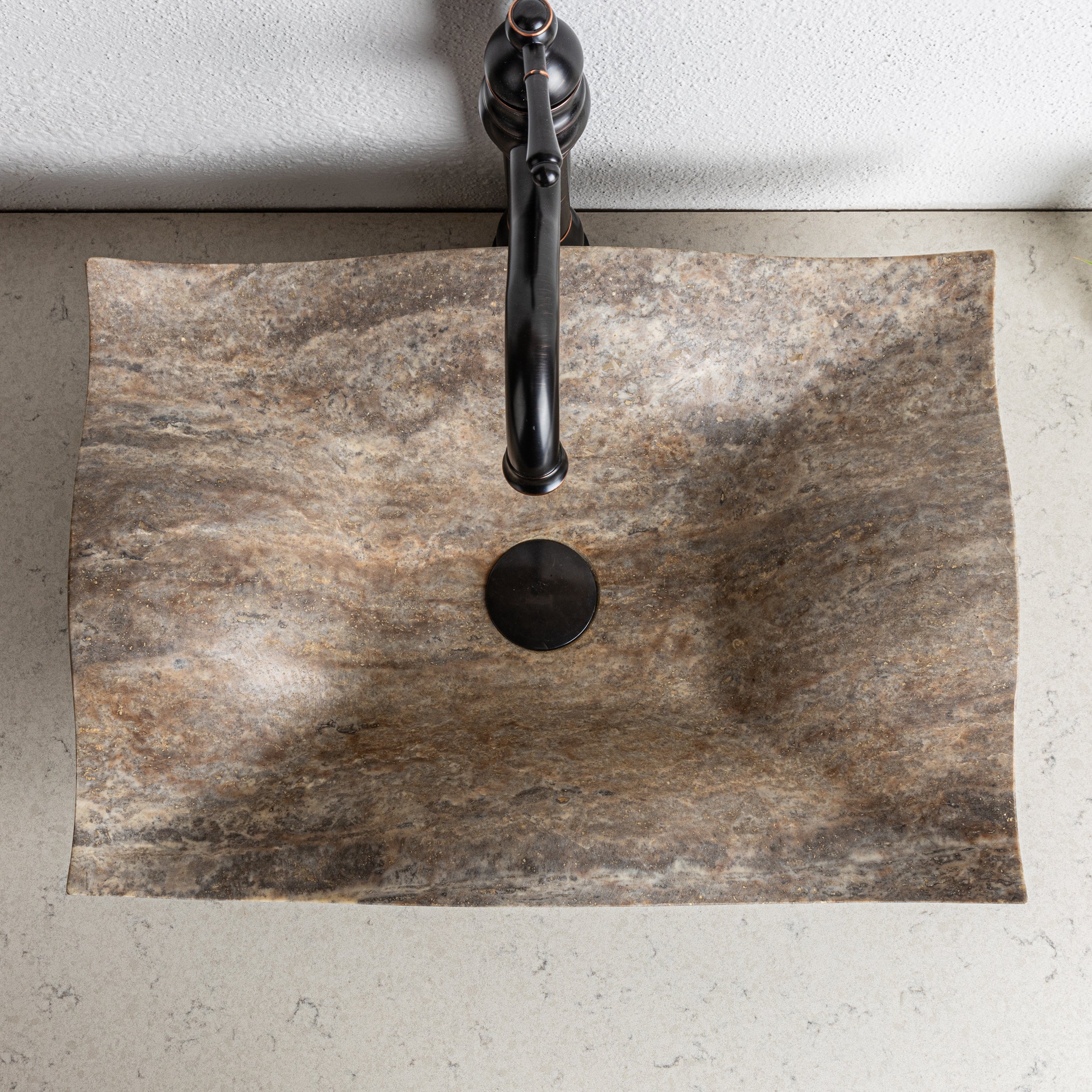 Silver Travertine Rectangular Marble Sink