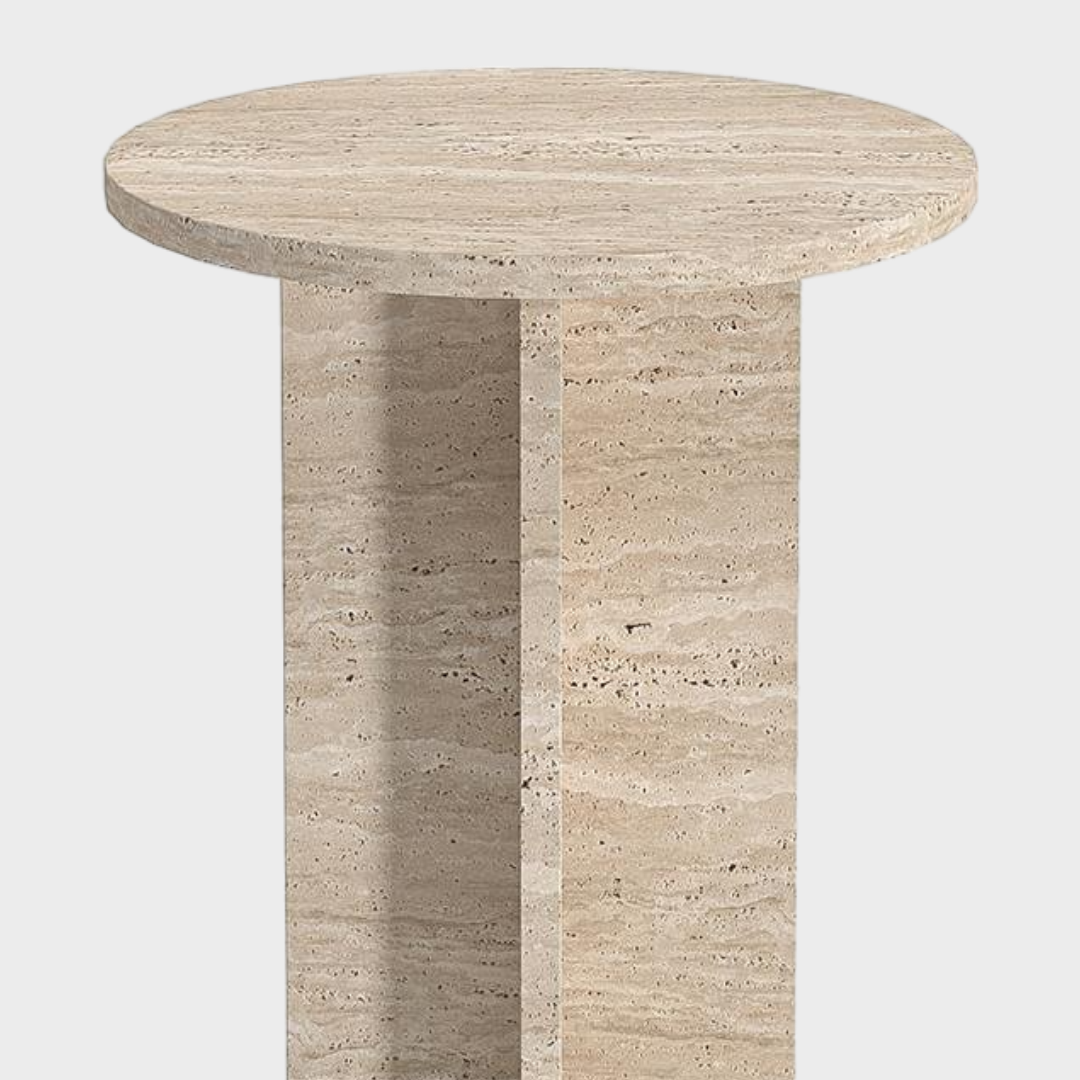 Travertine Side Table